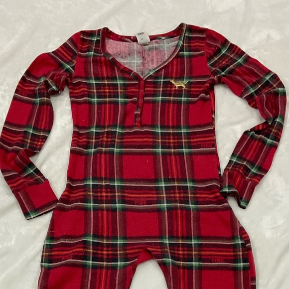 Vintage PINK Victoria's Secret Red Plaid Onesie - Picture 10 of 13